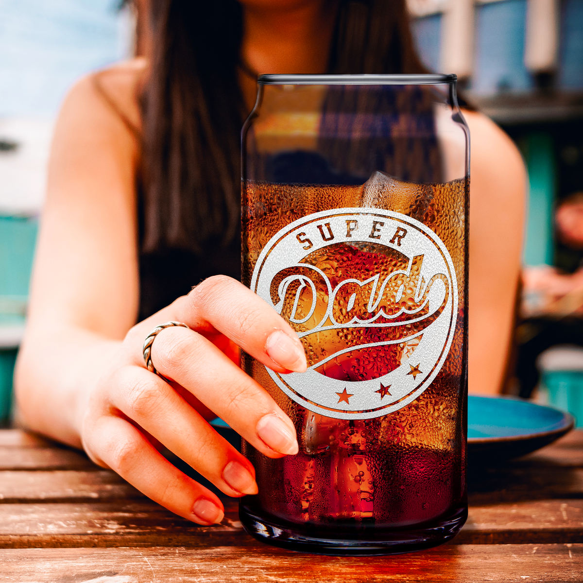  Super Dad Etched on Glass