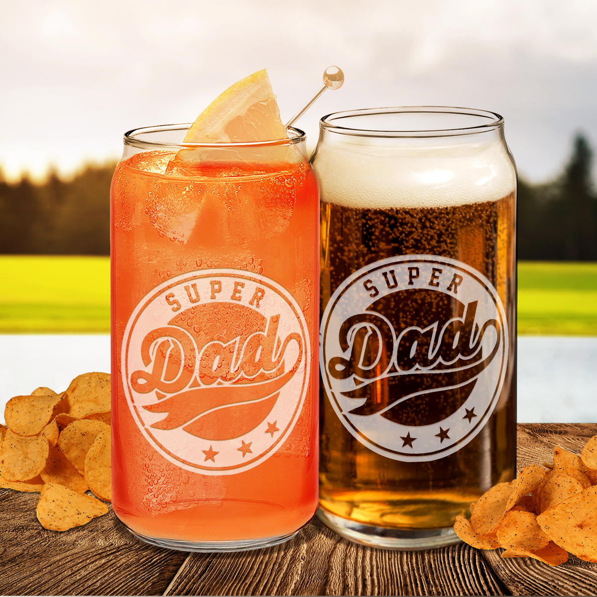  Super Dad Etched on Glass