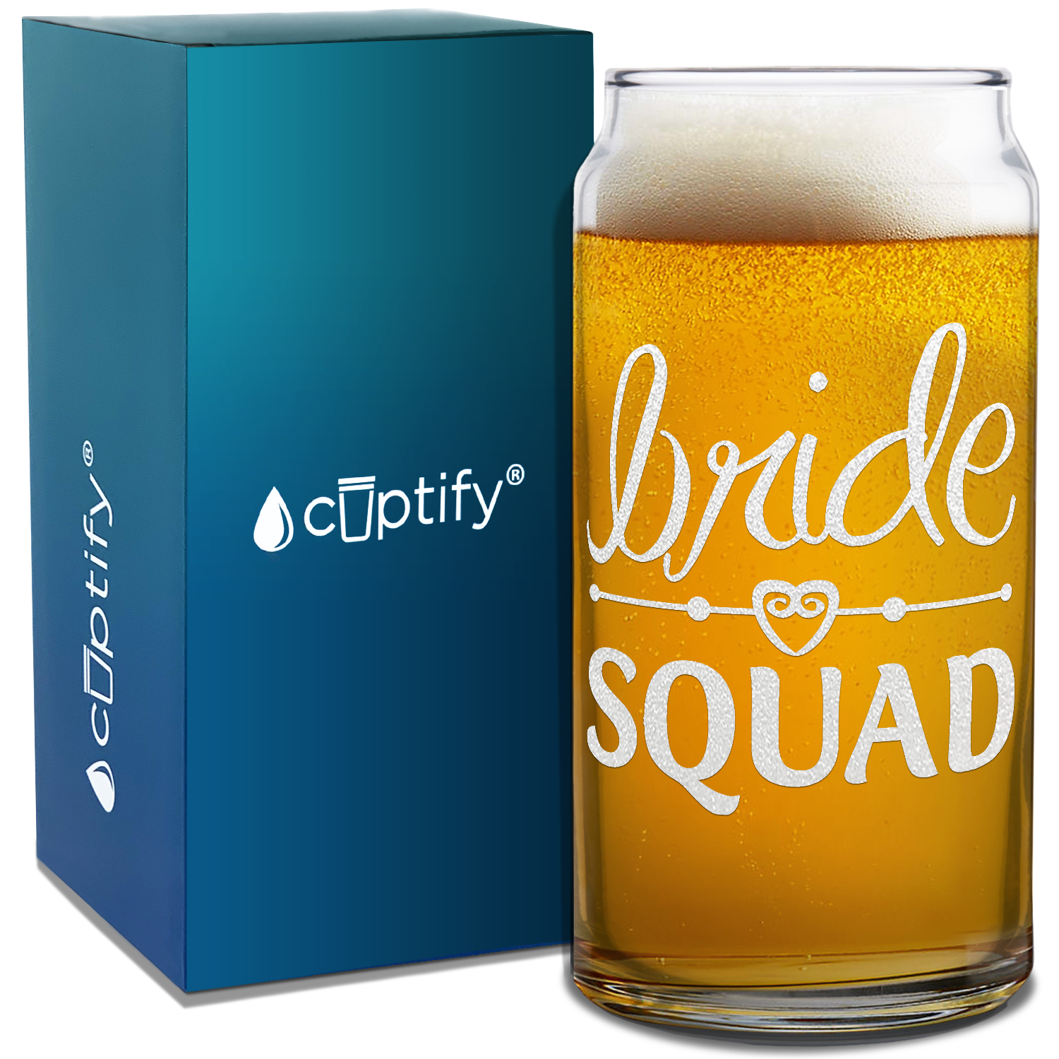  Bride Squad Heart Etched on Glass