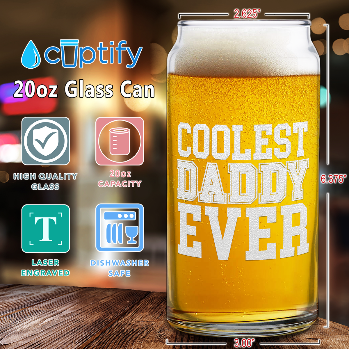  Coolest Daddy Ever Etched on Glass