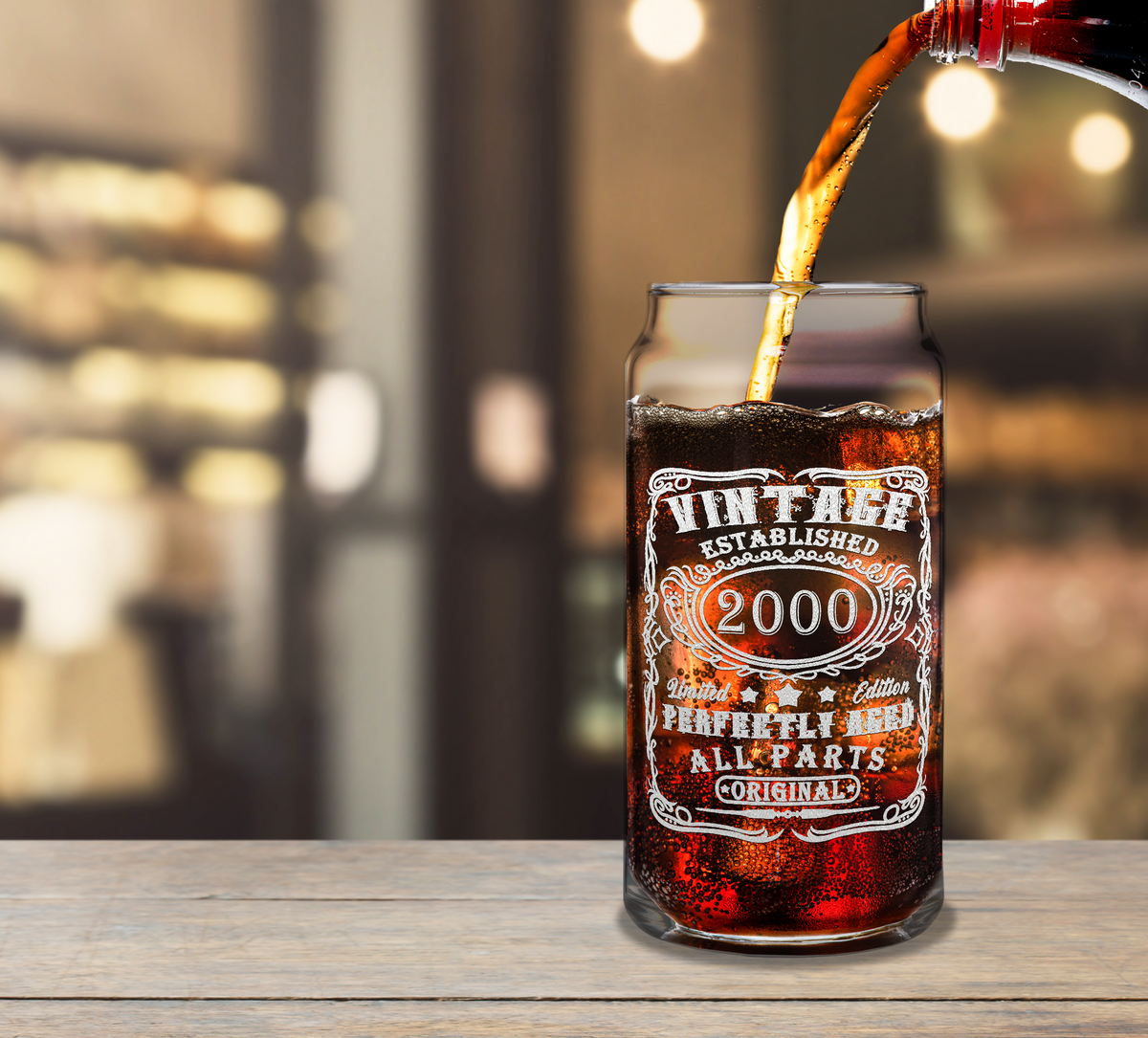 22nd Birthday Gift Vintage Established 2000 20oz Glass Can