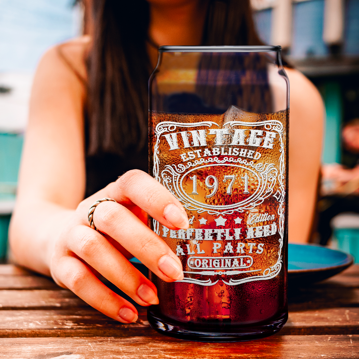 51st Birthday Gift Vintage Established 1971 20oz Glass Can