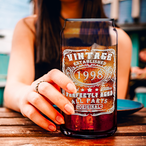 24th Birthday Gift Vintage Established 1998 20oz Glass Can