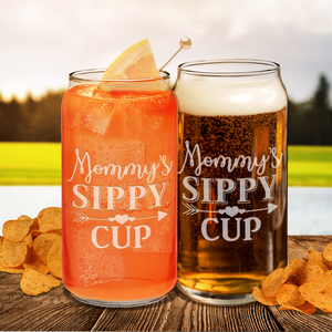  Mommy's Sippy Cup Arrow Etched on Glass