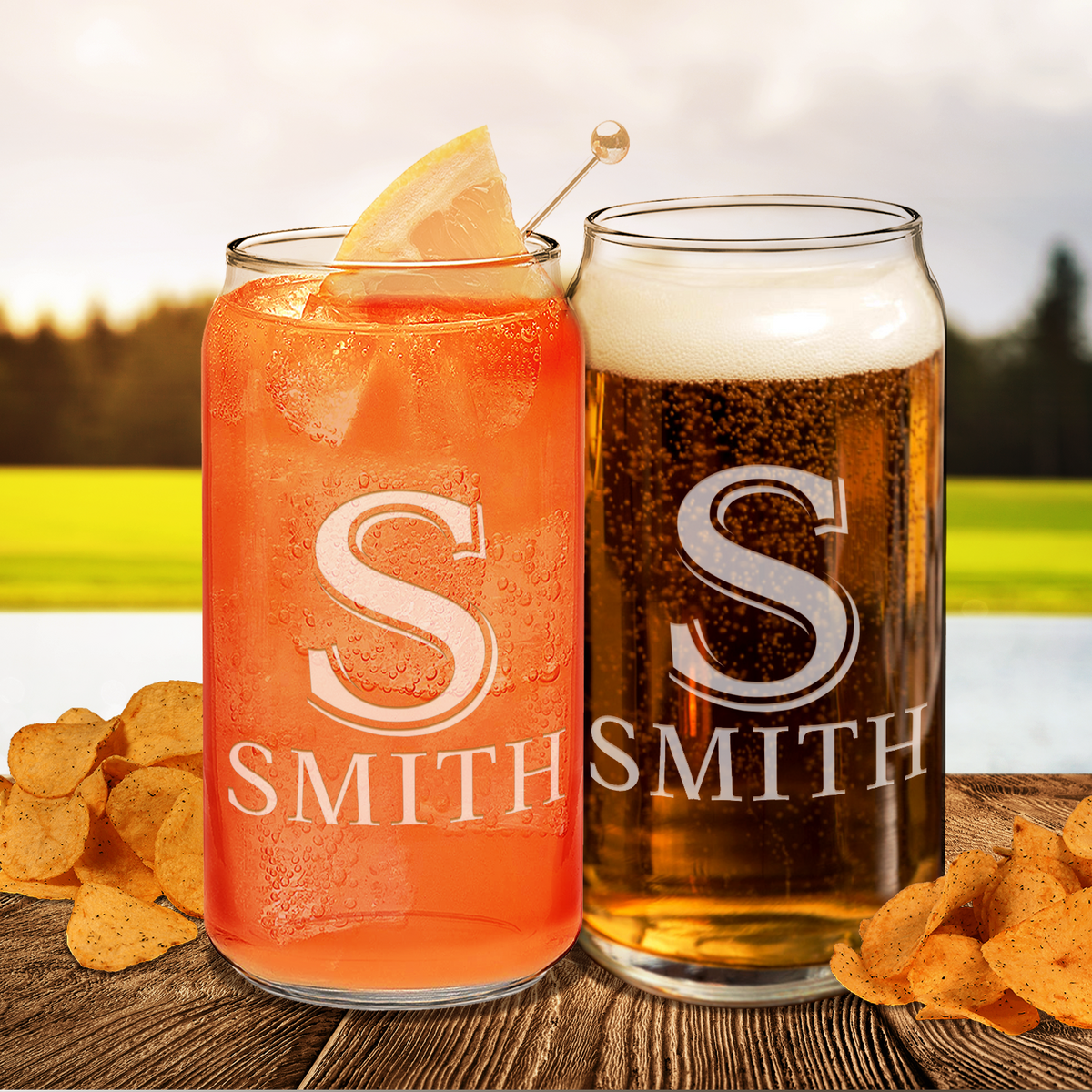 Personalized Monogram 20oz Glass Can
