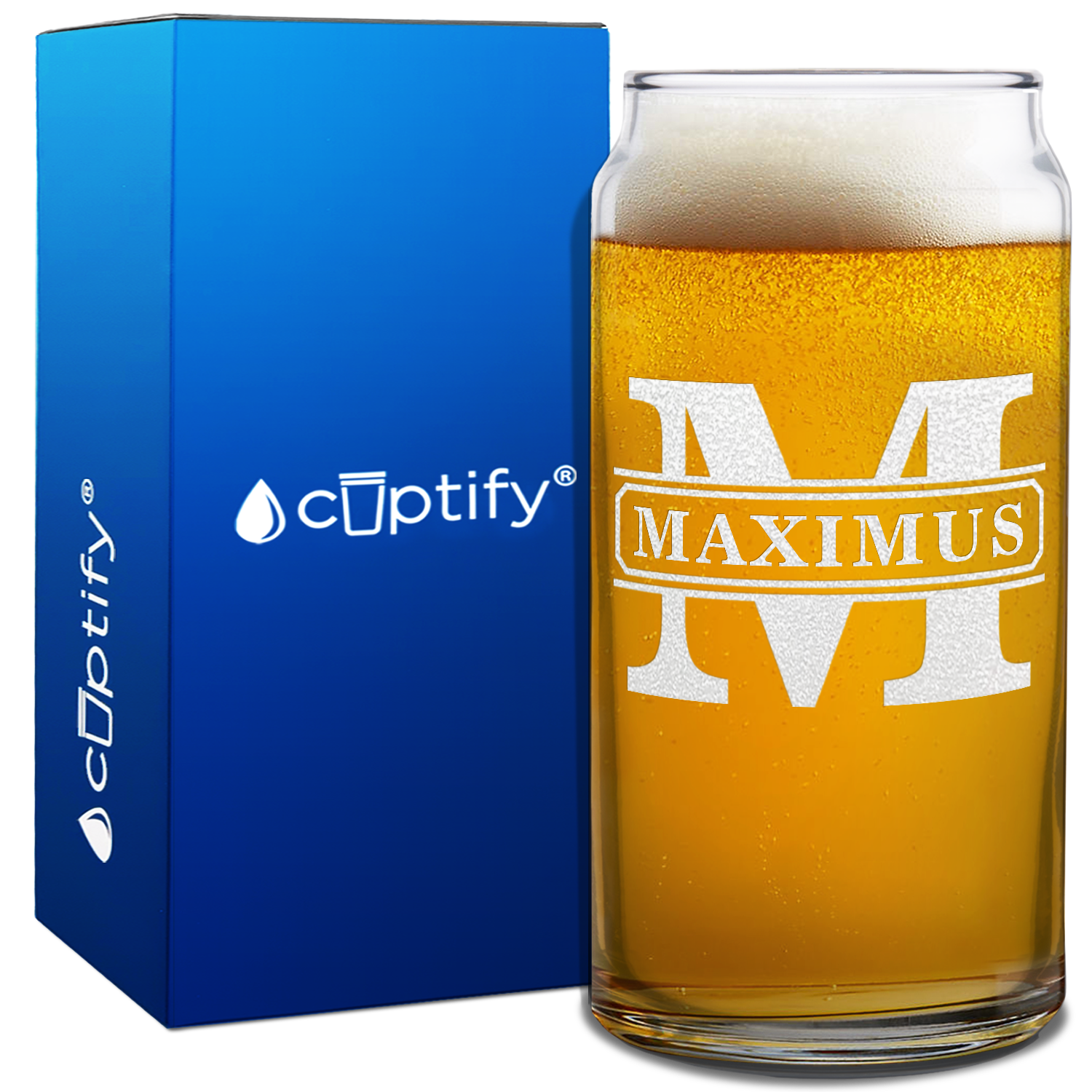 Personalized Vintage Block 20oz Glass Can