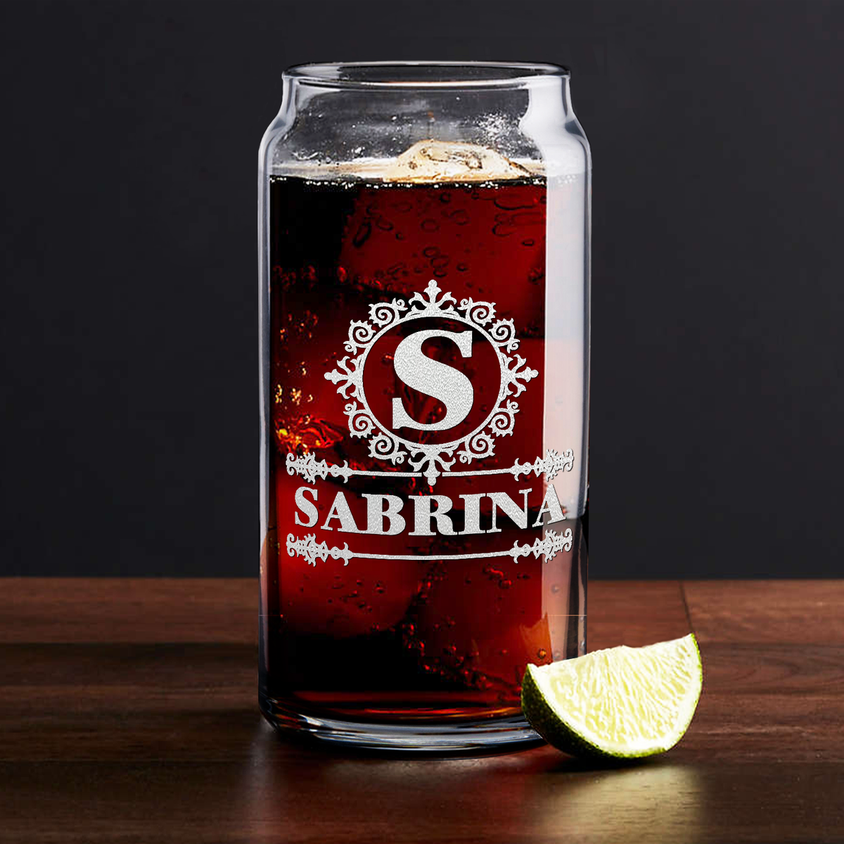 Personalized Ultramodern Monogram 20oz Glass Can