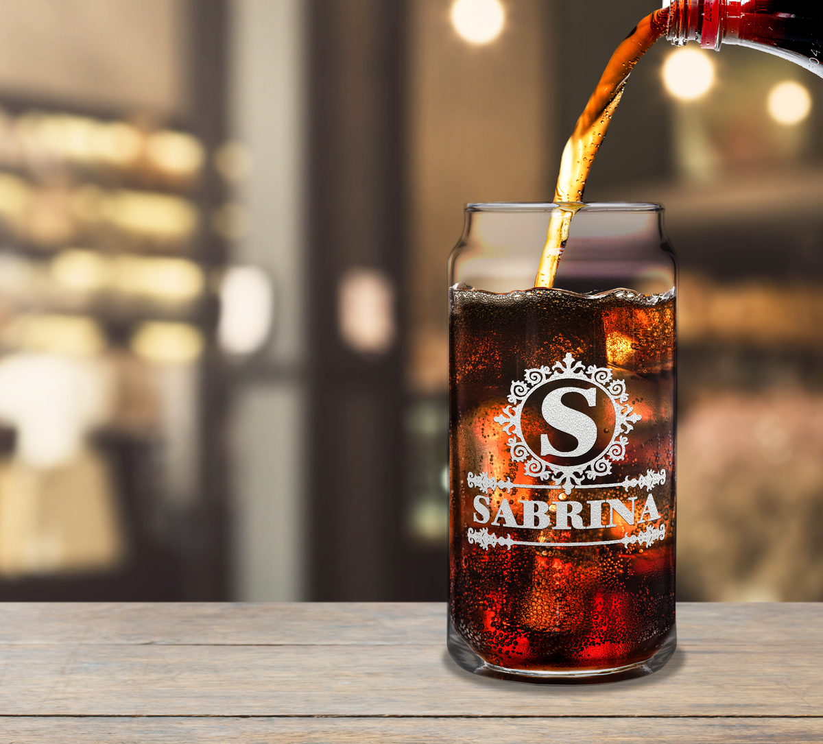 Personalized Ultramodern Monogram 20oz Glass Can