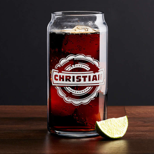 Personalized Asperous Monogram Etched 20 oz Glass Can