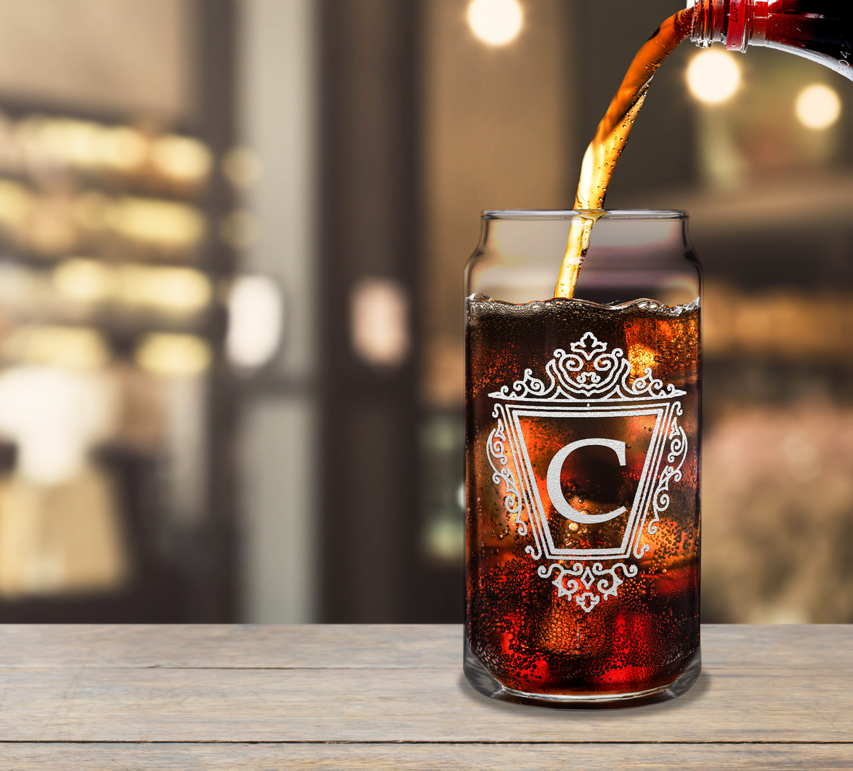 Personalized Classic Crest Monogram 20oz Glass Can