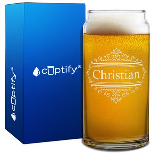 Personalized Crest Border 20oz Glass Can