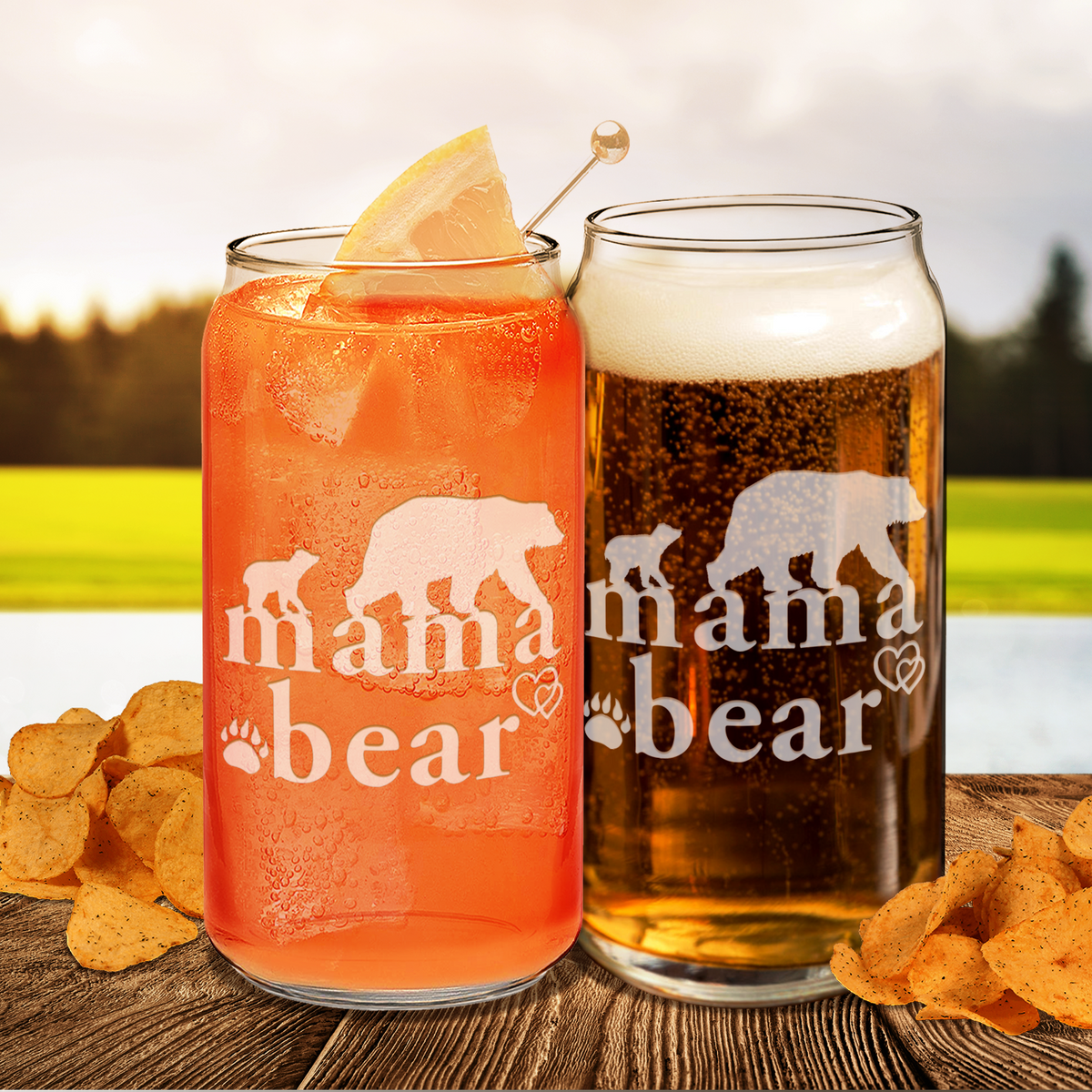  Mama Bear Etched on Glass