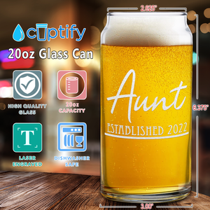  Aunt Established 2022 Etched on Glass