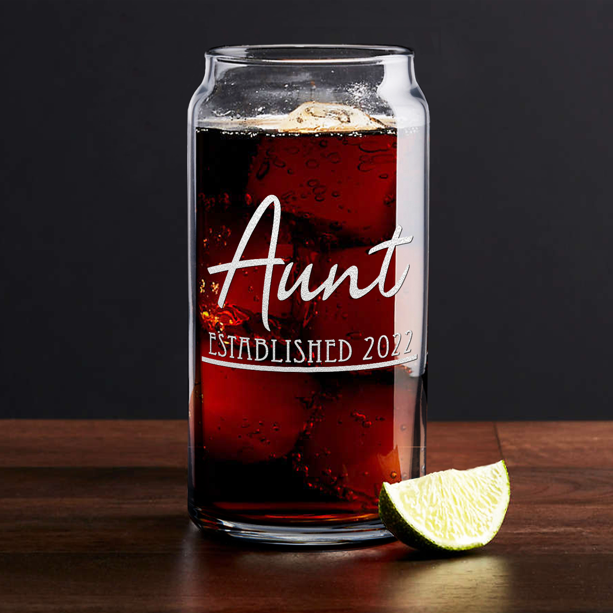  Aunt Established 2022 Etched on Glass