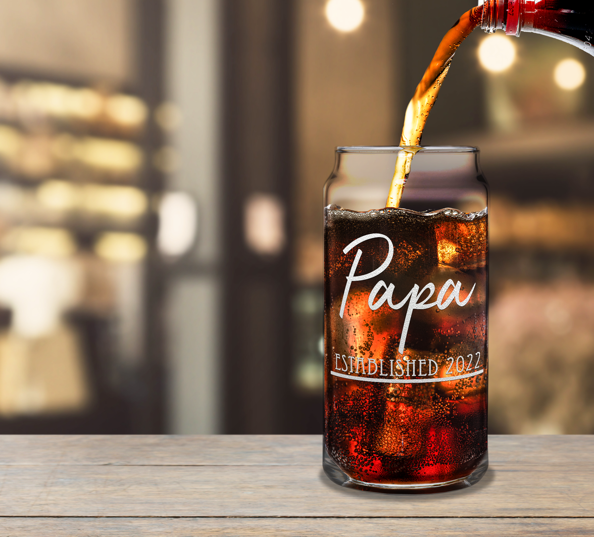  Papa Established 2022 Etched on Glass