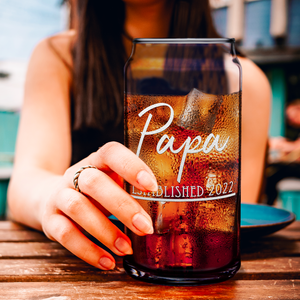  Papa Established 2022 Etched on Glass