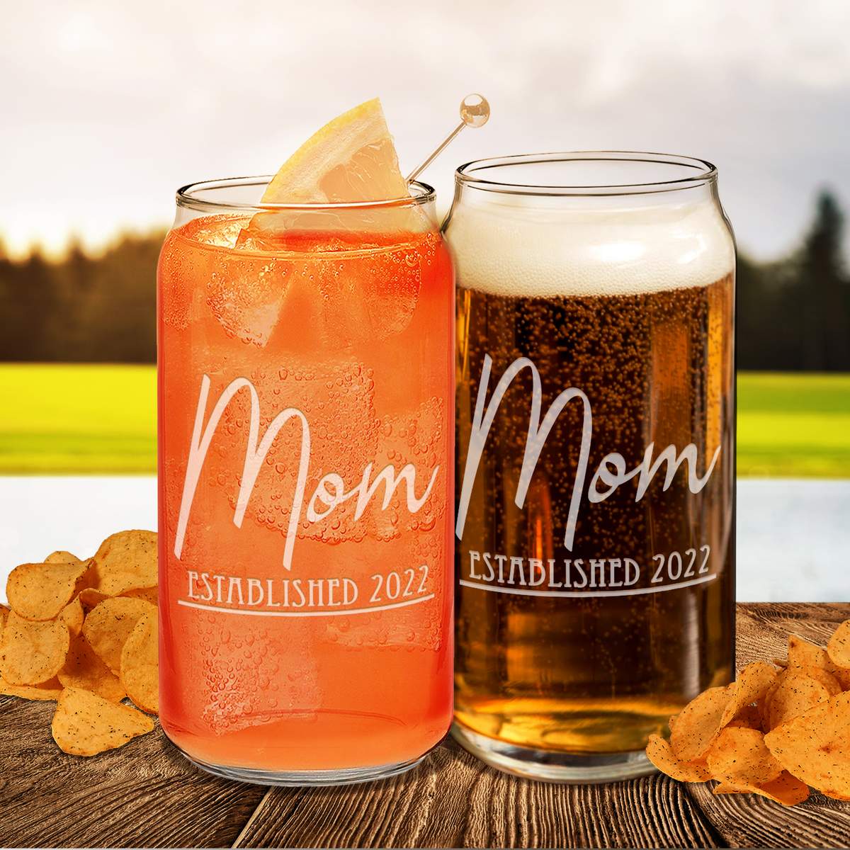  Mom Established 2022 Etched on Glass