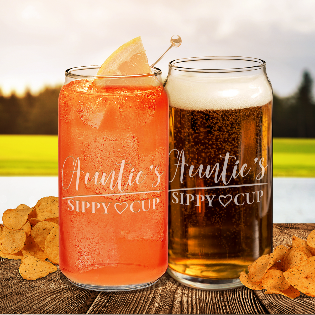  Auntie's Sippy Cup Etched on Glass