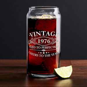 46th Birthday Gift Vintage Cheers to 46 Years 1976 20 oz Glass Can