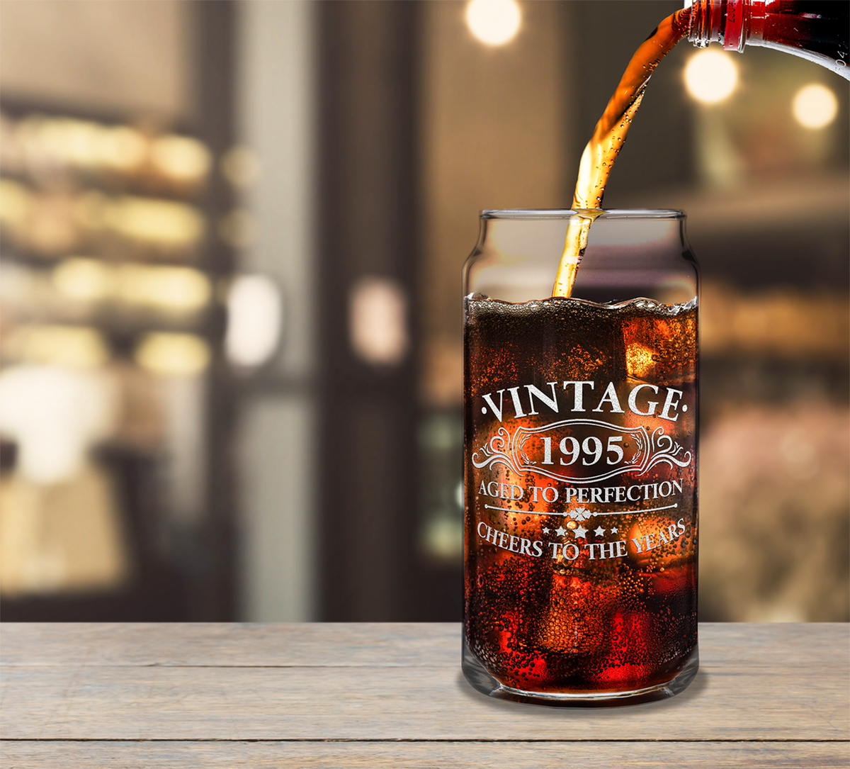 27th Birthday Gift Vintage Cheers to 27 Years 1995 20 oz Glass Can