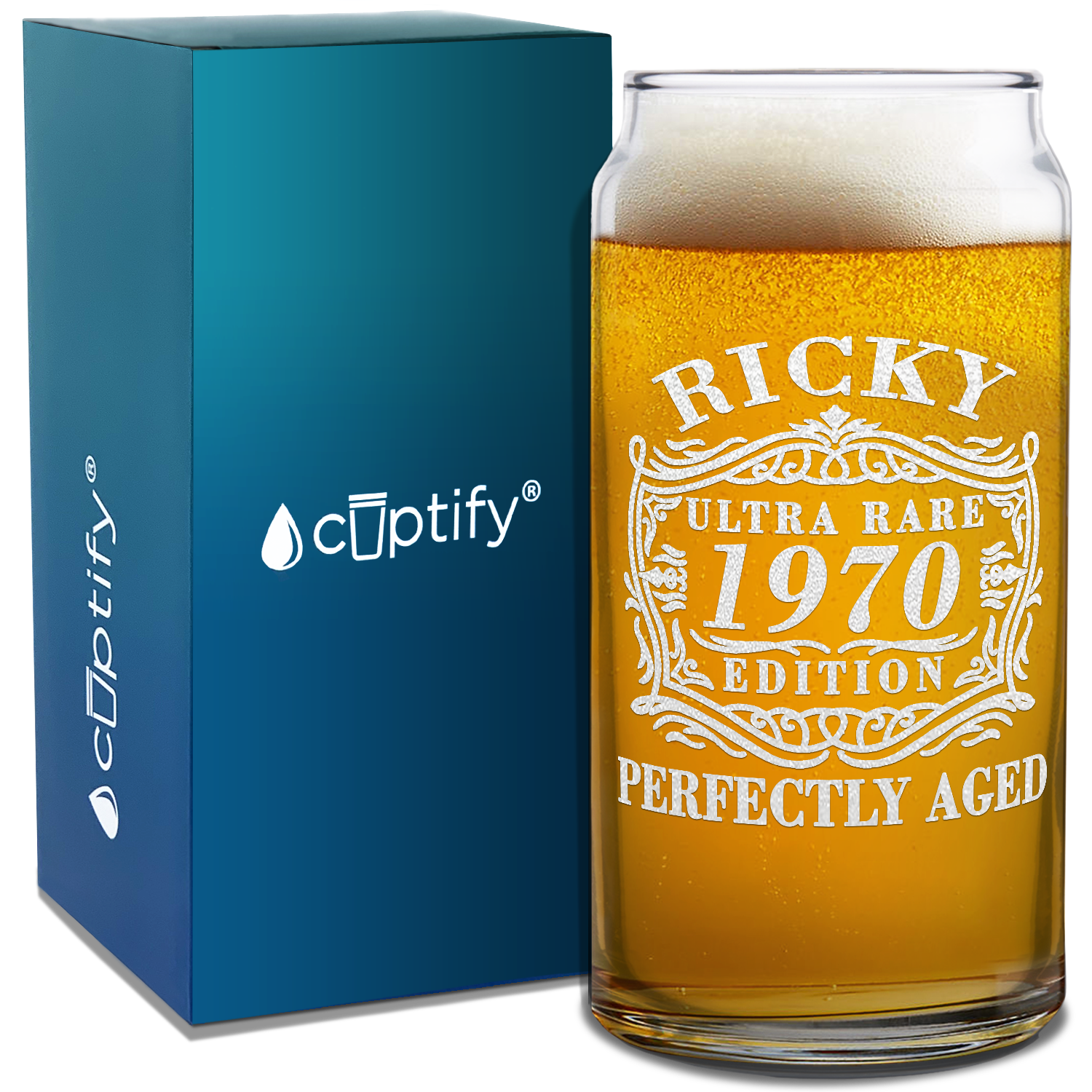Personalized Ultra Rare Edition Perfectly Aged Etched 20 oz Glass Can