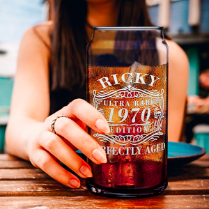 Personalized Ultra Rare Edition Perfectly Aged Etched 20 oz Glass Can