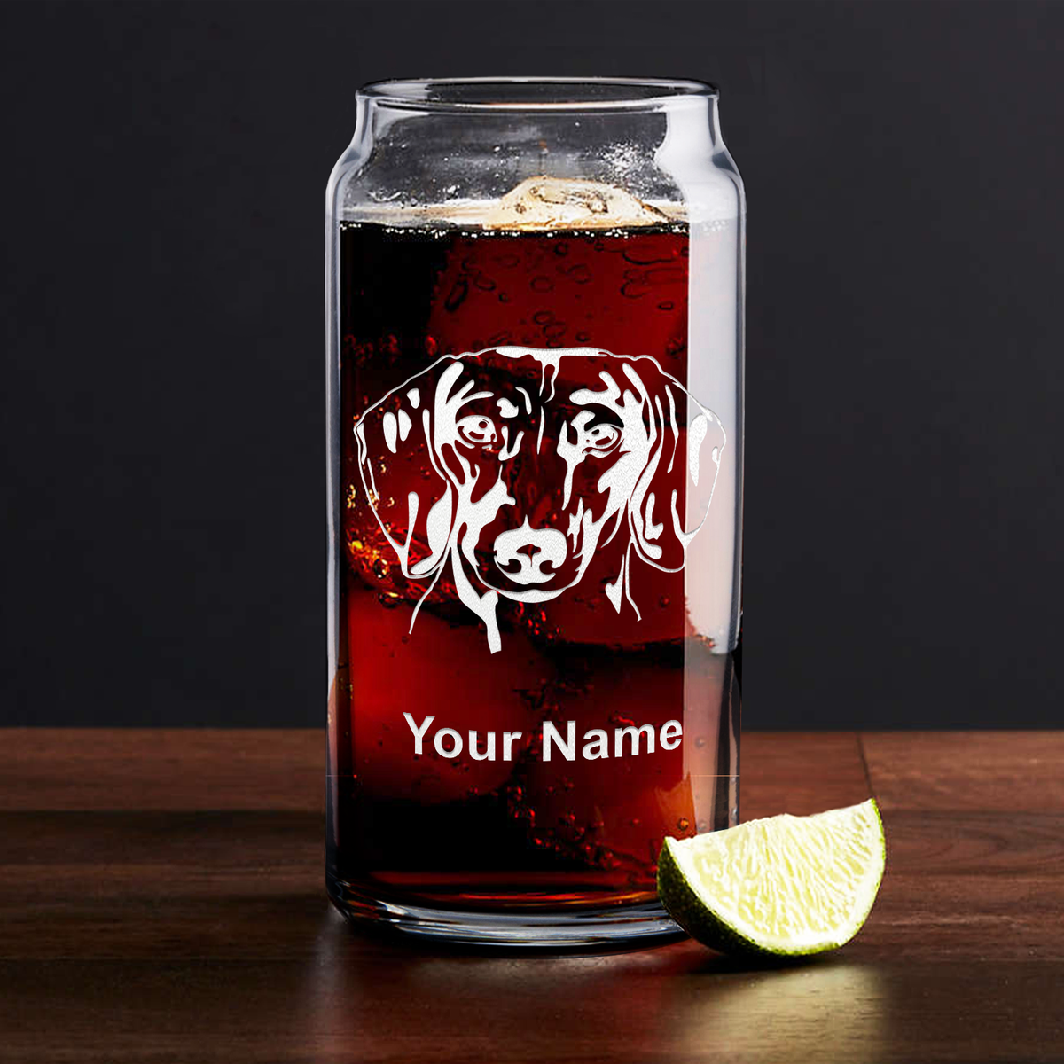 Personalized Dachshund Head Glass