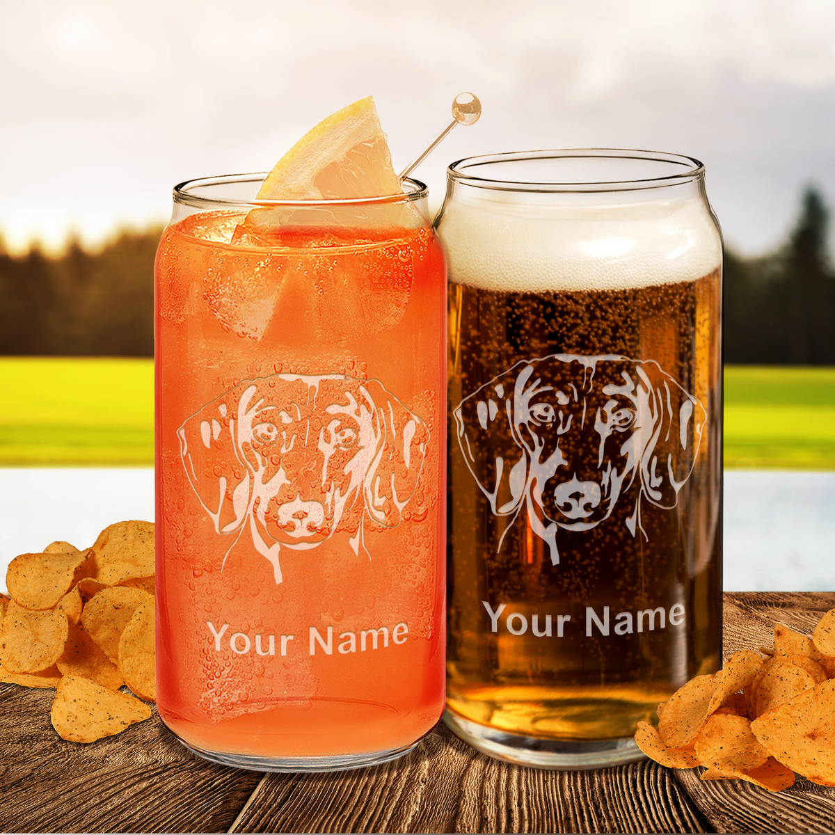 Personalized Dachshund Head Glass