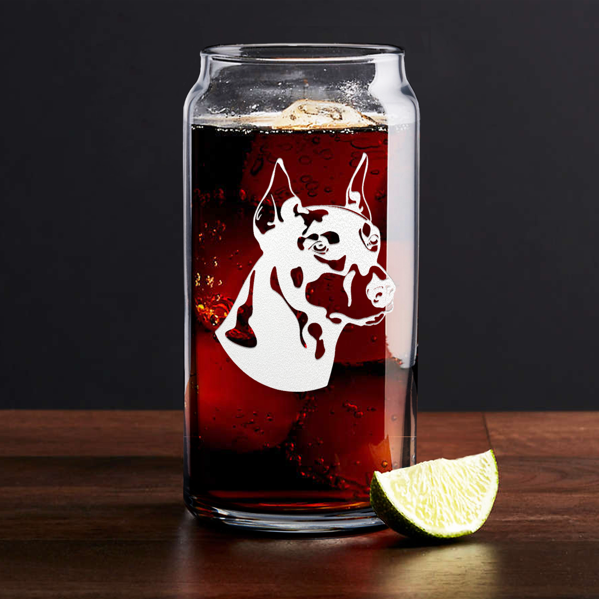 Doberman Pinscher Head Glass