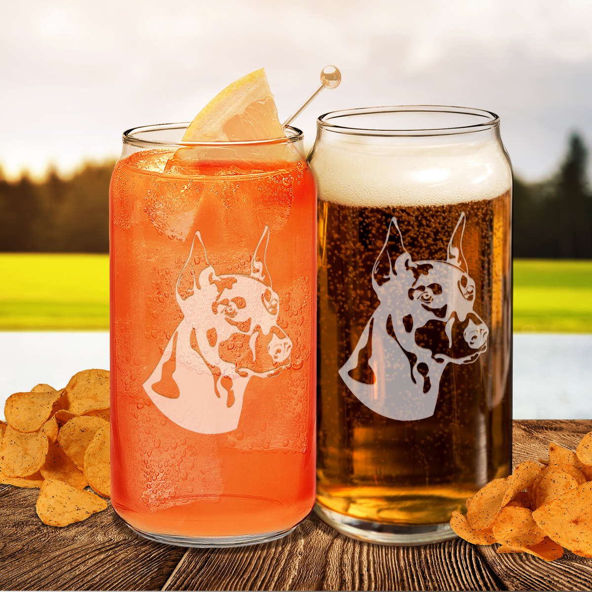 Doberman Pinscher Head Glass