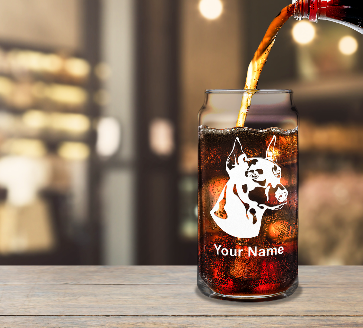 Personalized Doberman Pinscher Head Glass
