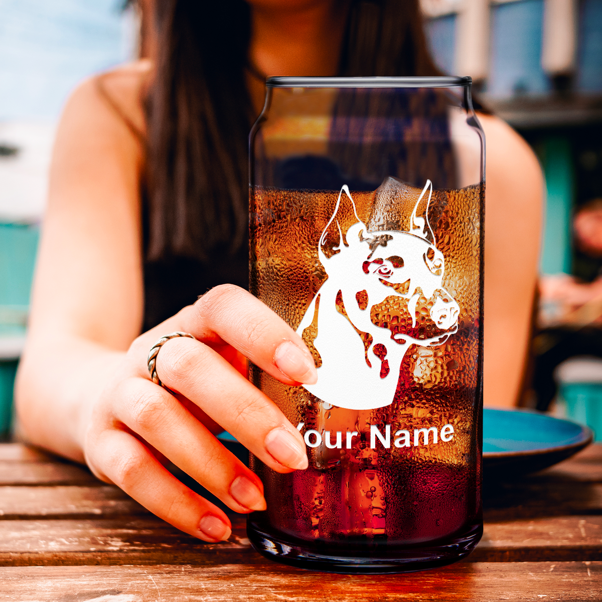 Personalized Doberman Pinscher Head Glass