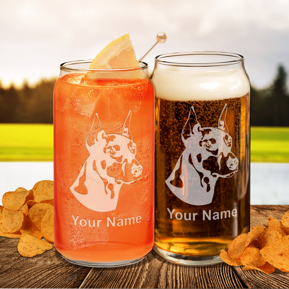 Personalized Doberman Pinscher Head Glass