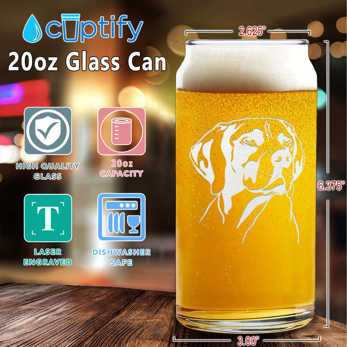 German Shorthaired Pointer Head Glass