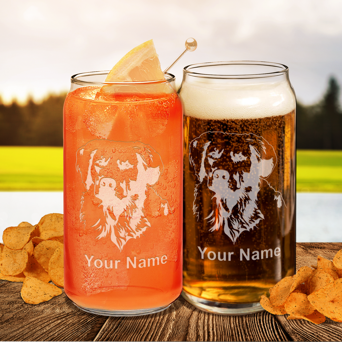 Personalized Golden Retriever Head Glass