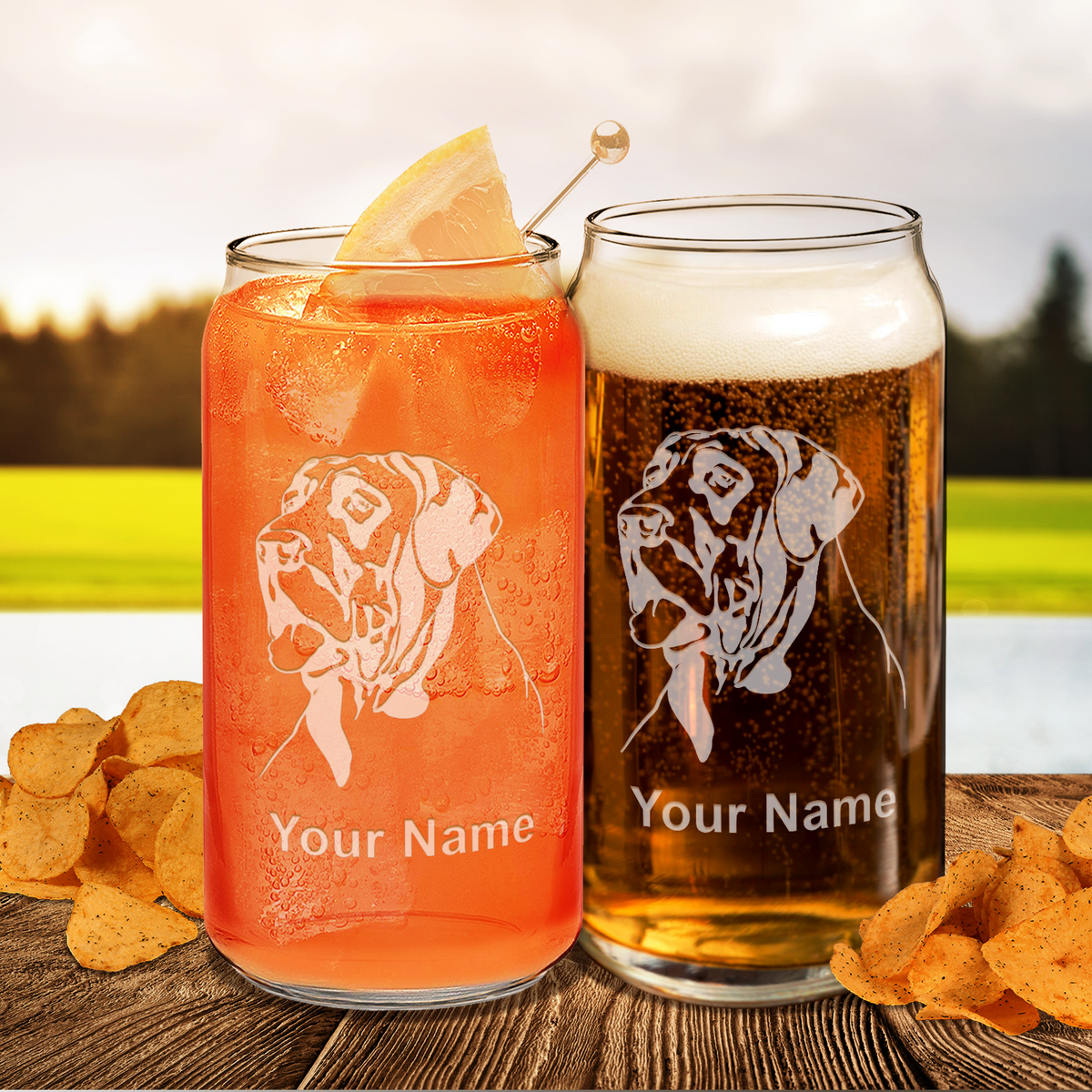 Personalized Great Dane Head Glass