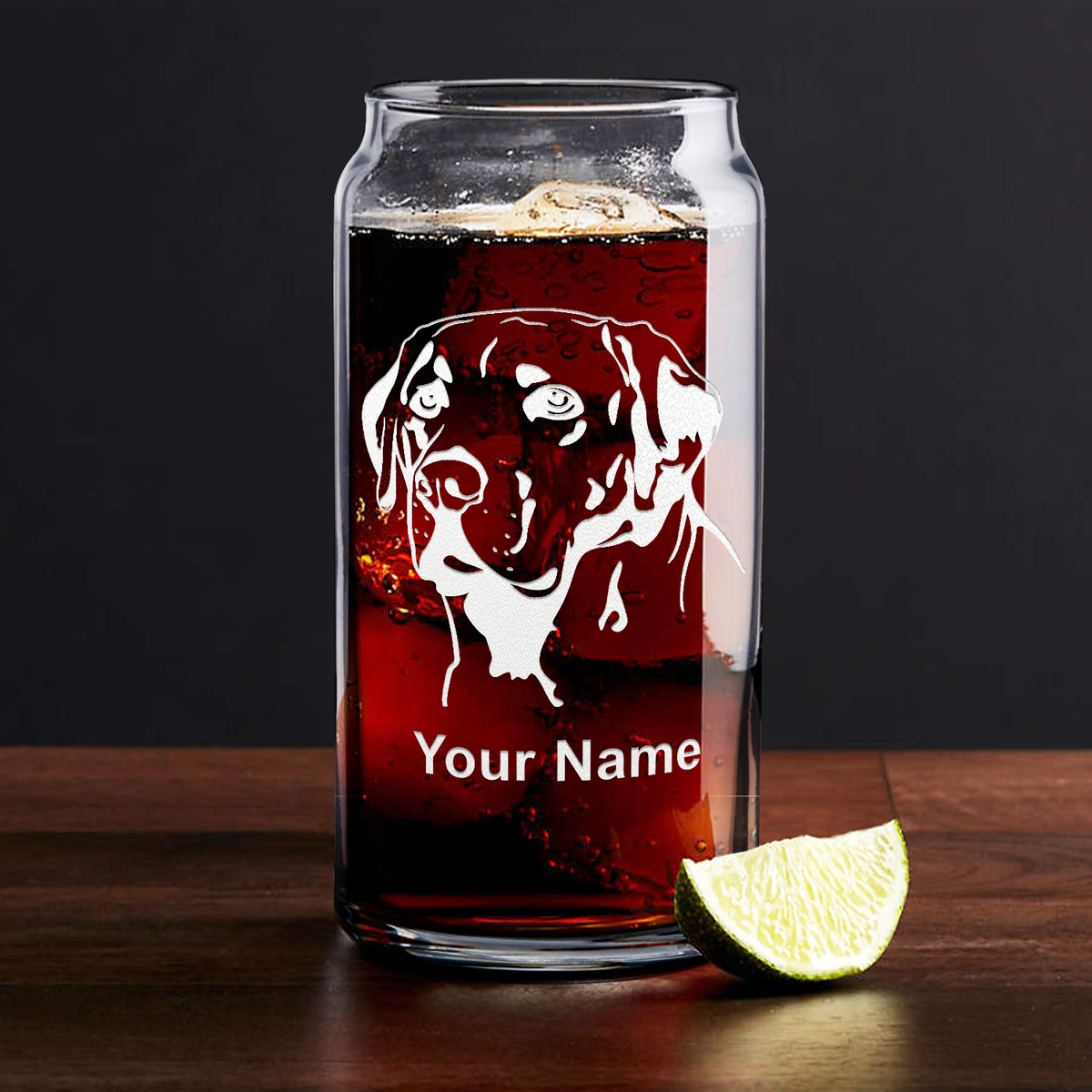 Personalized Labrador Head Glass