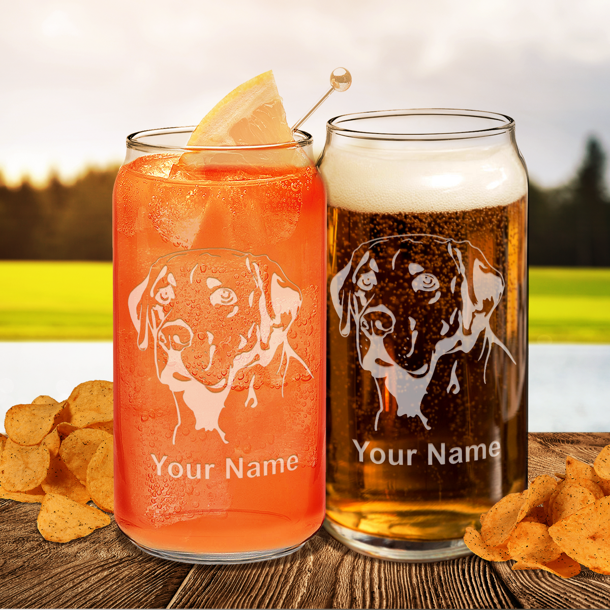 Personalized Labrador Head Glass