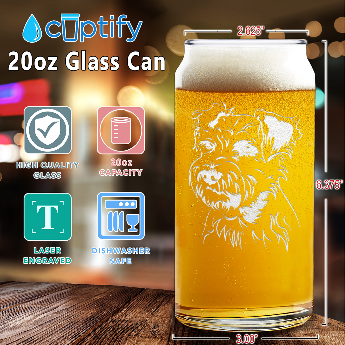 Miniature Schnauzer Head Glass