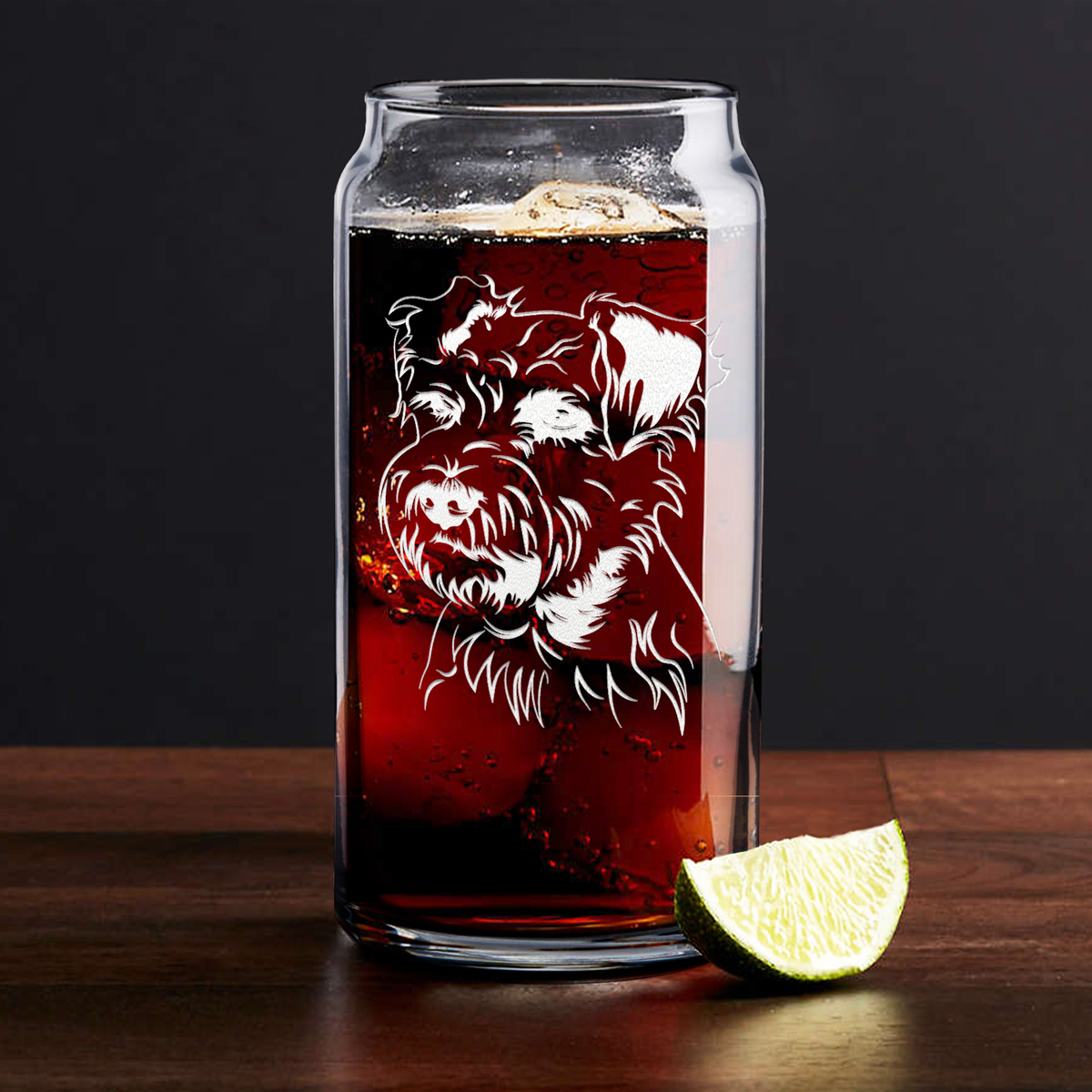 Miniature Schnauzer Head Glass