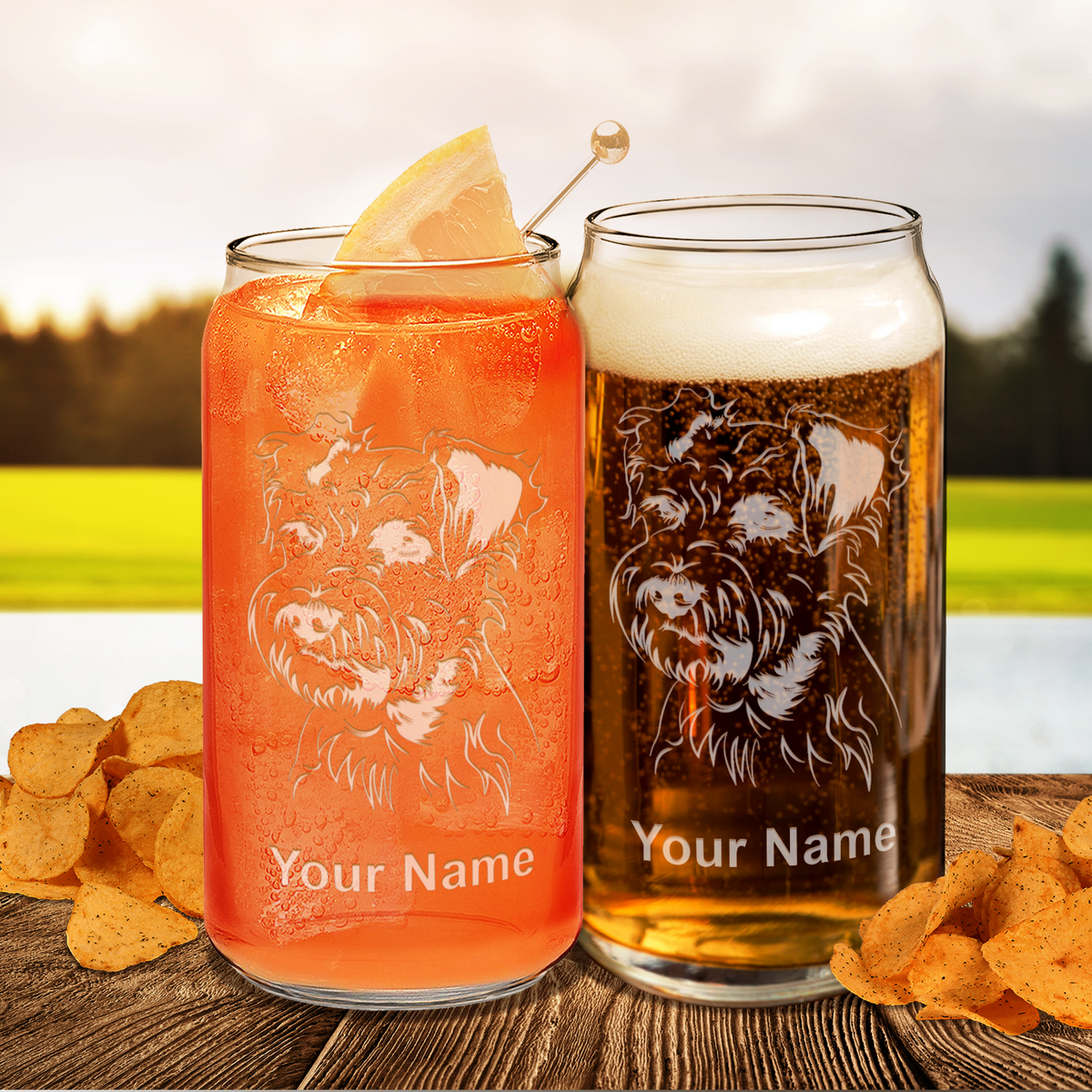 Personalized Miniature Schnauzer Head Glass