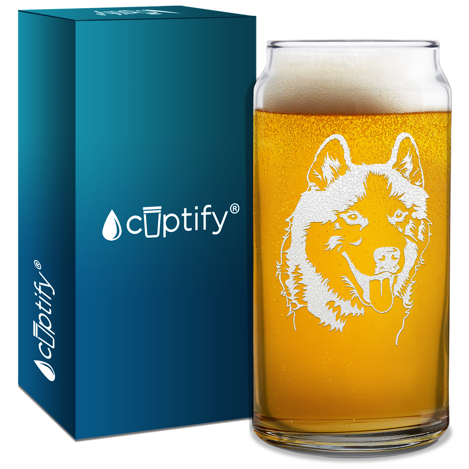 Siberian Huskie Head Glass