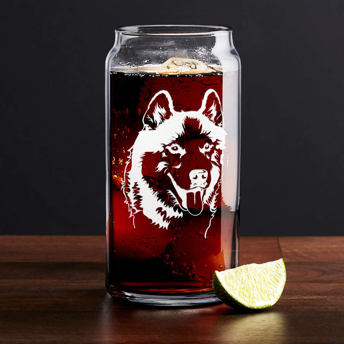 Siberian Huskie Head Glass