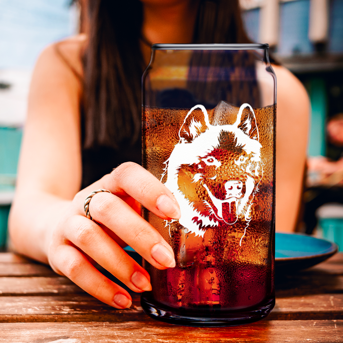 Siberian Huskie Head Glass