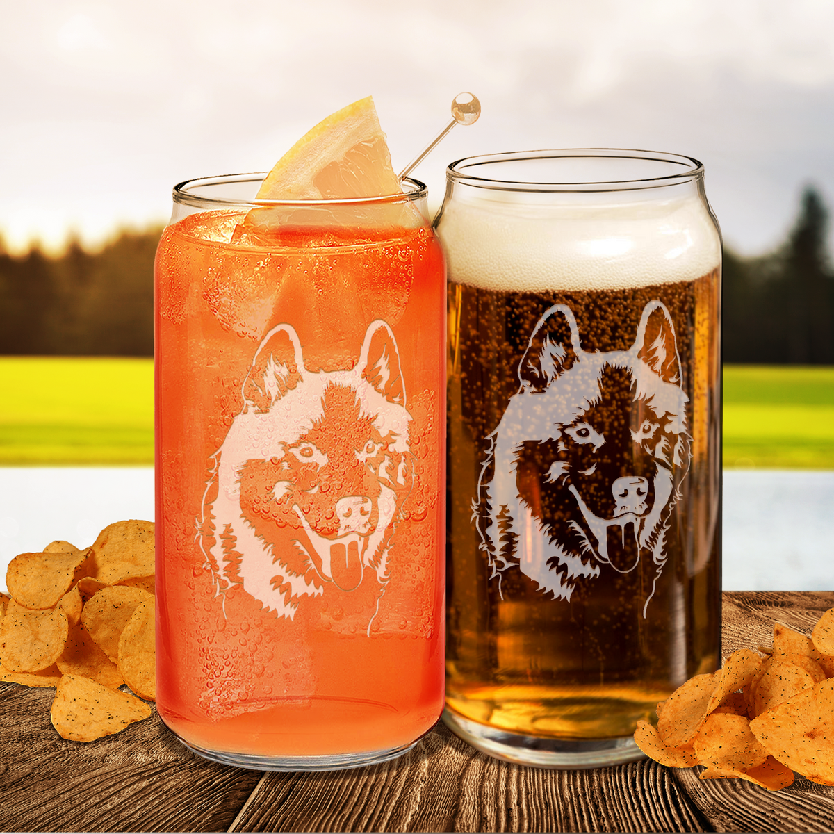 Siberian Huskie Head Glass