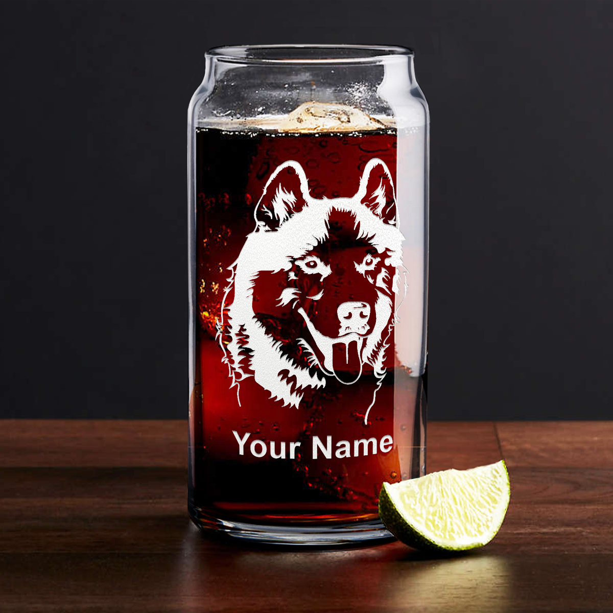 Personalized Siberian Huskie Head Glass