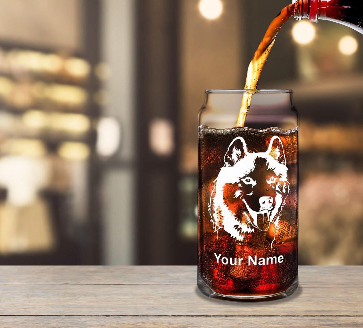 Personalized Siberian Huskie Head Glass