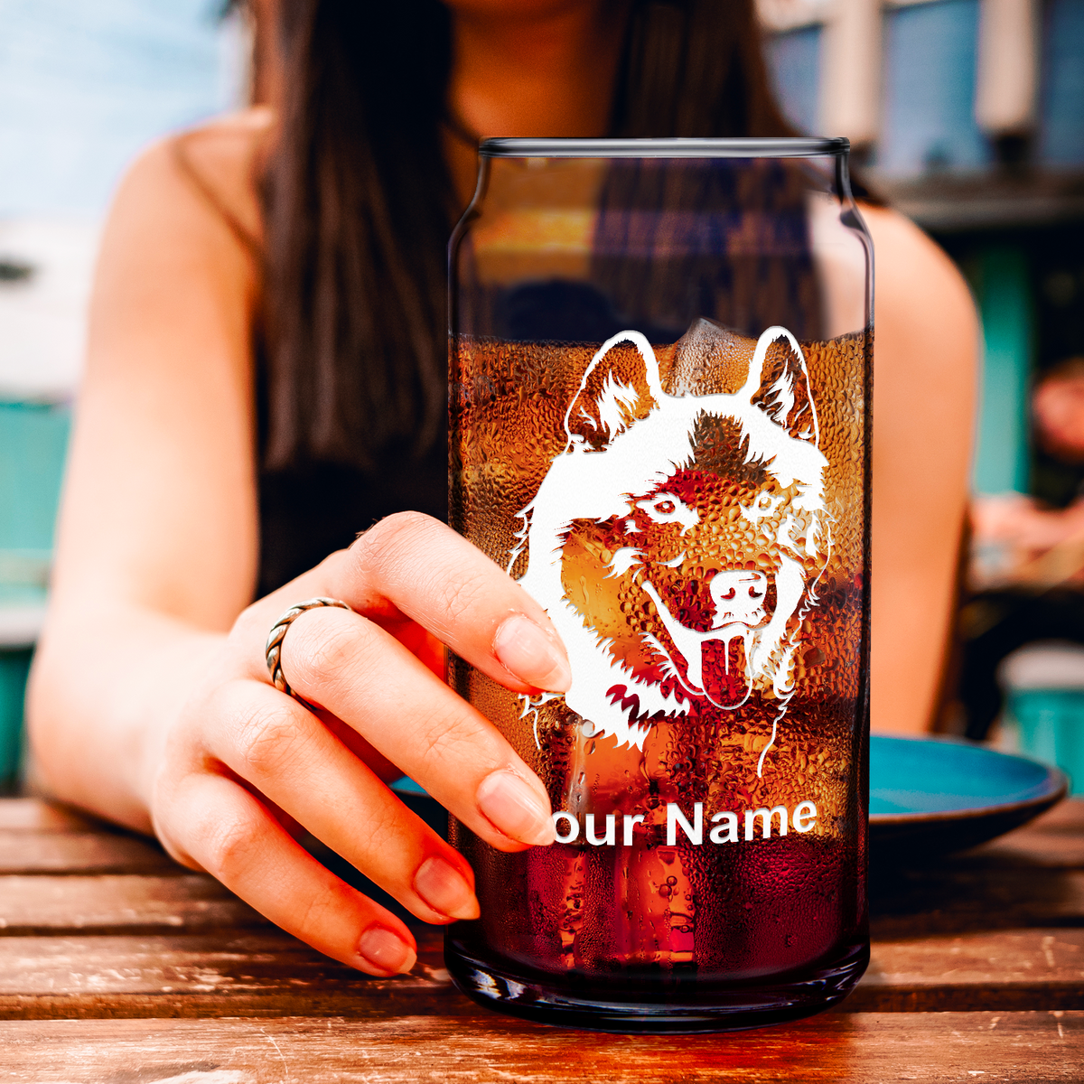 Personalized Siberian Huskie Head Glass