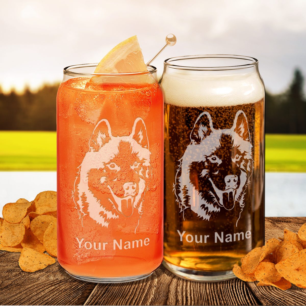 Personalized Siberian Huskie Head Glass