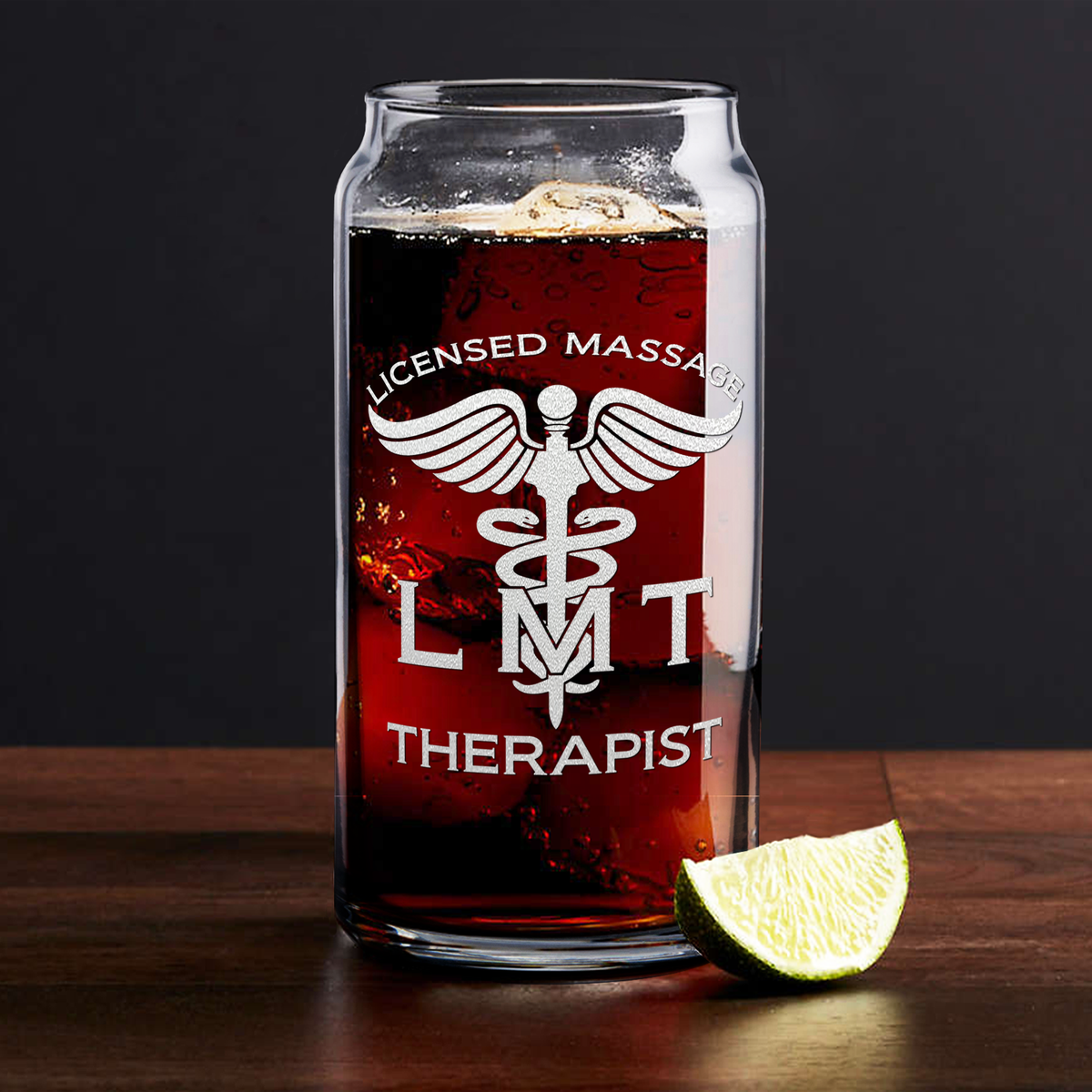 LMT Licensed Massage Therapist Etched Glass